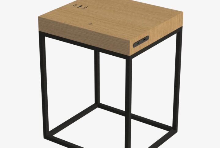 mesita de noche KUBIK Oxy Simple smartur madera multicargador tecnología integrada mobiliario inteligente mesa auxiliar